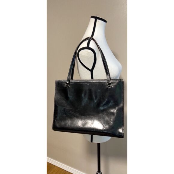 Vintage Kate Spade black patent leather shoulder/tote bag - Picture 1 of 13
